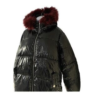 Forever 21 Plus Size Puffer Coat With A Burgundy Fur Hoodie | Brand New | 0X